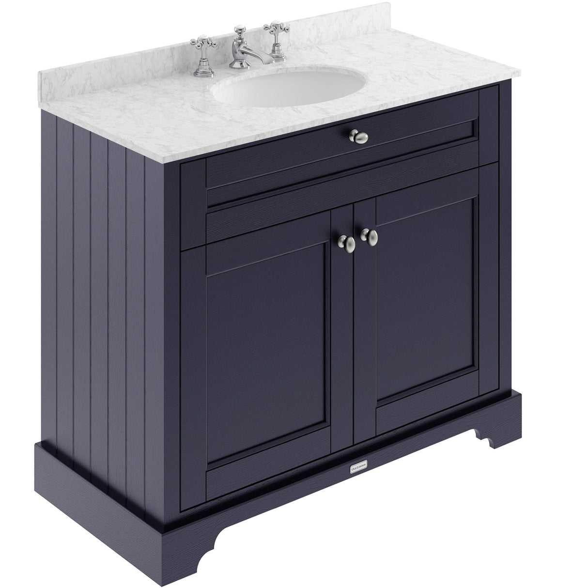 Old London 1000mm Freestanding Vanity Unit & Basin, Round Bowl, 2 Door Twilight Blue LOF381