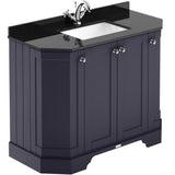 Old London 1000mm Angled Freestanding Vanity Unit & Basin, Square Bowl, 4 Door Twilight Blue LOF382