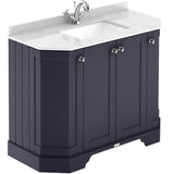 Old London 1000mm Angled Freestanding Vanity Unit & Basin, Square Bowl, 4 Door Twilight Blue LOF383