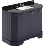 Old London 1000mm Angled Freestanding Vanity Unit & Basin, Square Bowl, 4 Door Twilight Blue LOF385