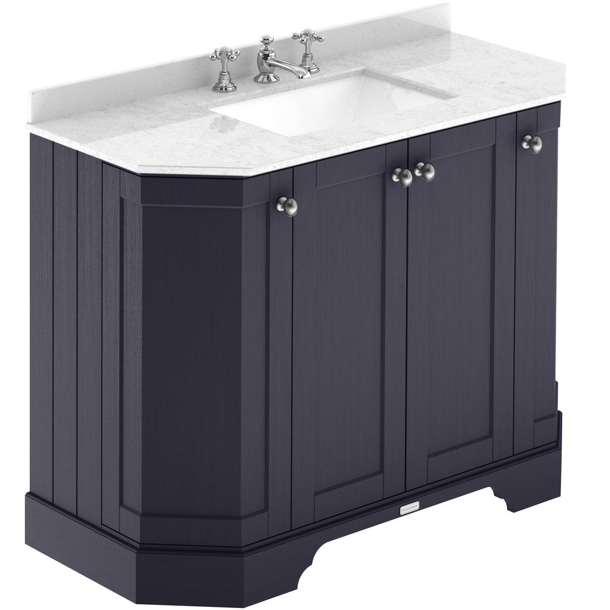 Old London 1000mm Angled Freestanding Vanity Unit & Basin, Square Bowl, 4 Door Twilight Blue LOF386