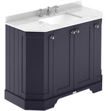 Old London 1000mm Angled Freestanding Vanity Unit & Basin, Square Bowl, 4 Door Twilight Blue LOF386