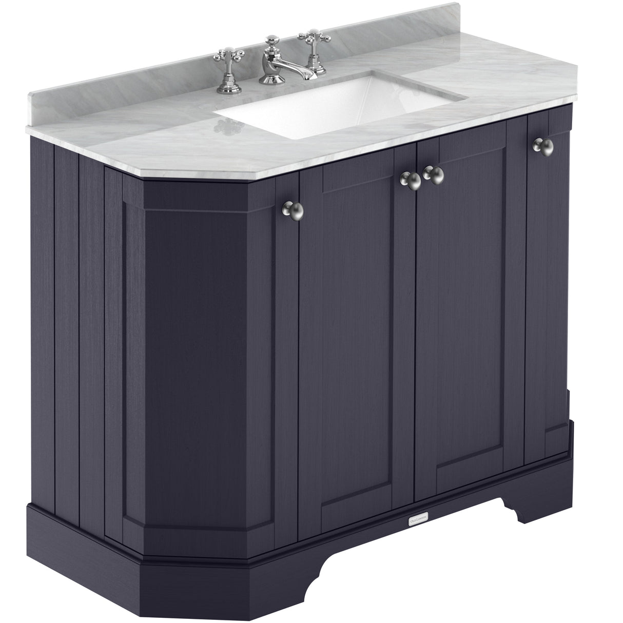 Old London 1000mm Angled Freestanding Vanity Unit & Basin, Square Bowl, 4 Door Twilight Blue LOF387