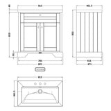 Old London 800mm Freestanding Vanity Unit & Basin, 2 Door Twilight Blue LOF391 LD