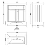 Old London 800mm Freestanding Vanity Unit & Basin, 2 Door Timeless Sand LOF402 LD
