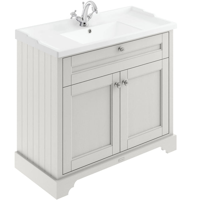 Old London 1000mm Freestanding Vanity Unit & Basin, 2 Door Timeless Sand LOF407