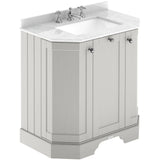 Old London 750mm Angled Freestanding Vanity Unit & Basin, Square Bowl, 3 Door Timeless Sand LOF414