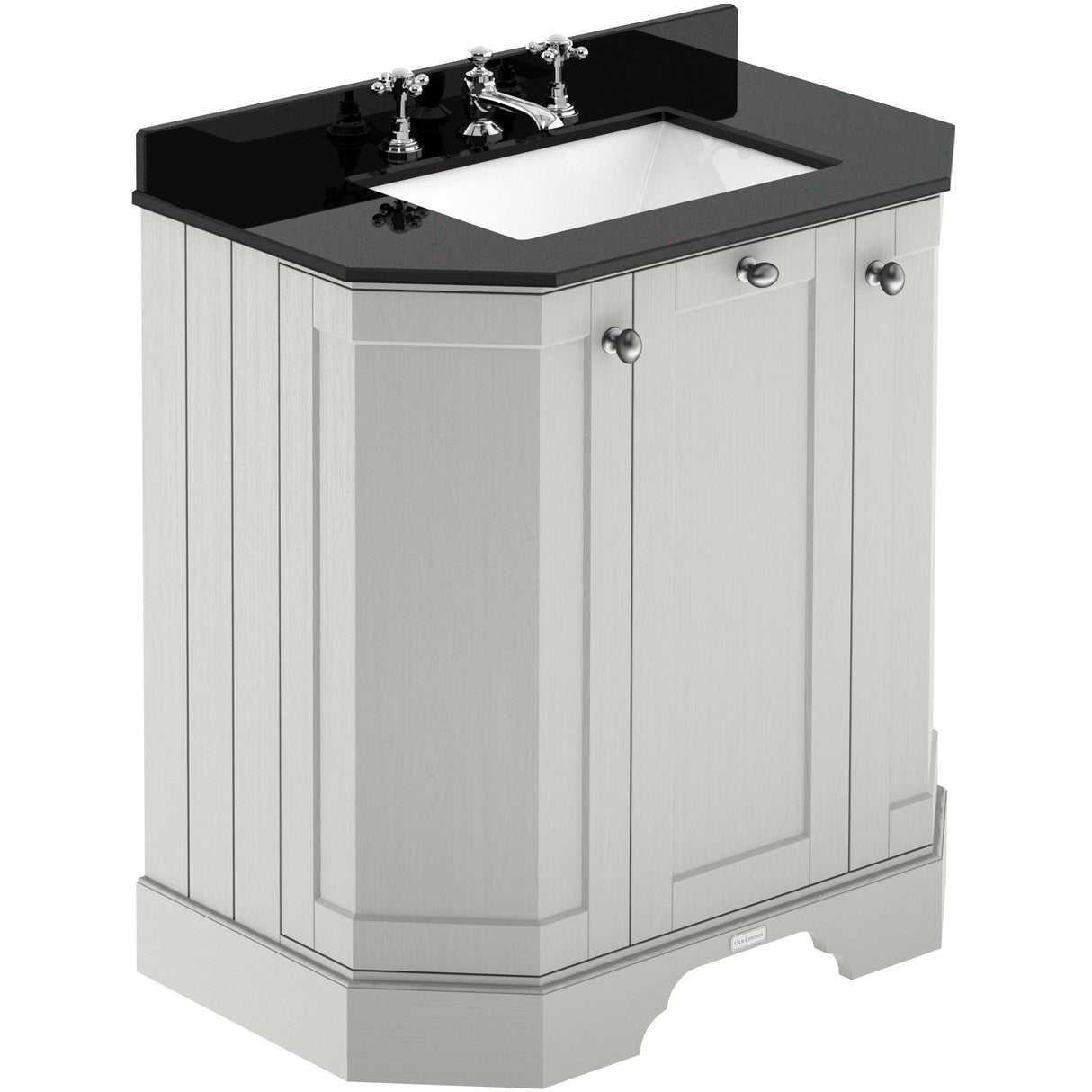 Old London 750mm Angled Freestanding Vanity Unit & Basin, Square Bowl, 3 Door Timeless Sand LOF415