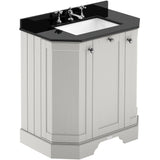 Old London 750mm Angled Freestanding Vanity Unit & Basin, Square Bowl, 3 Door Timeless Sand LOF415