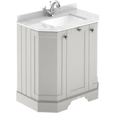 Old London 750mm Angled Freestanding Vanity Unit & Basin, Square Bowl, 3 Door Timeless Sand LOF417