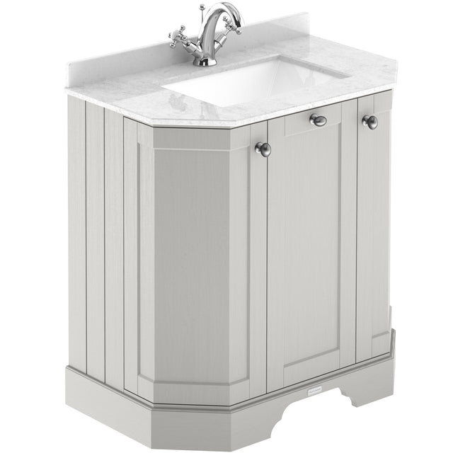 Old London 750mm Angled Freestanding Vanity Unit & Basin, Square Bowl, 3 Door Timeless Sand LOF417