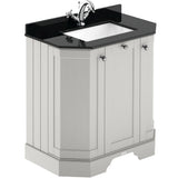 Old London 750mm Angled Freestanding Vanity Unit & Basin, Square Bowl, 3 Door Timeless Sand LOF418