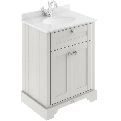 Old London 600mm Freestanding Vanity Unit & Basin, Round Bowl, 2 Door Timeless Sand LOF422