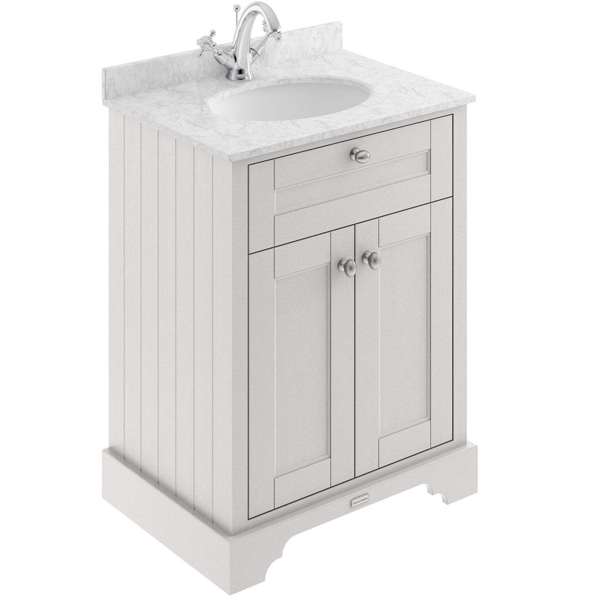 Old London 600mm Freestanding Vanity Unit & Basin, Round Bowl, 2 Door Timeless Sand LOF423