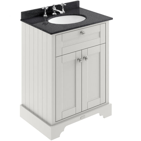Old London 600mm Freestanding Vanity Unit & Basin, Round Bowl, 2 Door Timeless Sand LOF424