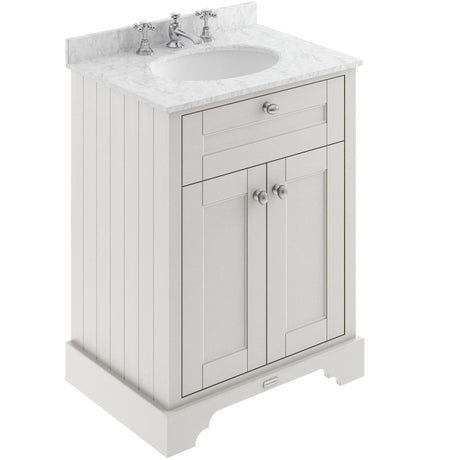 Old London 600mm Freestanding Vanity Unit & Basin, Round Bowl, 2 Door Timeless Sand LOF426