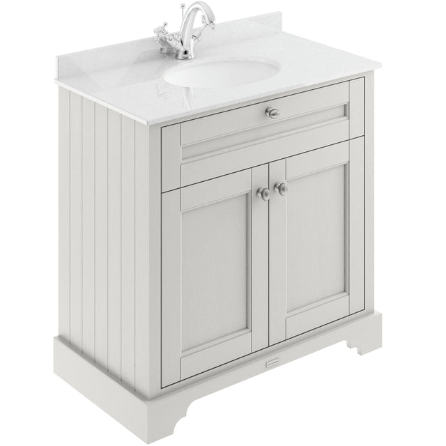 Old London 800mm Freestanding Vanity Unit & Basin, Round Bowl, 2 Door Timeless Sand LOF428