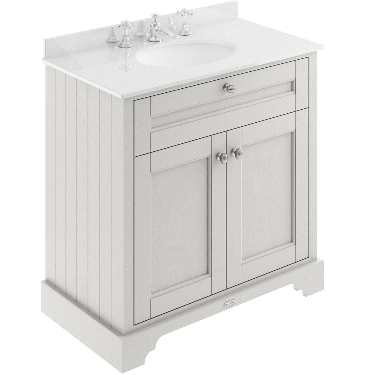 Old London 800mm Freestanding Vanity Unit & Basin, Round Bowl, 2 Door Timeless Sand LOF431