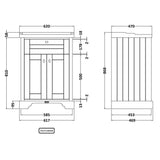 Old London 600mm Freestanding Vanity Unit & Basin, 2 Door Timeless Sand LOF433 LD