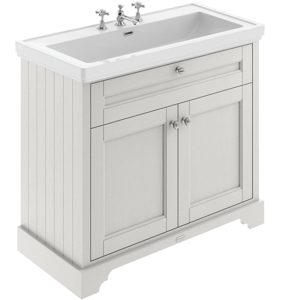 Old London 1000mm Freestanding Vanity Unit & Basin, 2 Door Timeless Sand LOF438