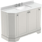 Old London 1200mm Angled Freestanding Vanity Unit & Basin, Square Bowl, 4 Door Timeless Sand LOF458