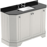 Old London 1200mm Angled Freestanding Vanity Unit & Basin, Square Bowl, 4 Door Timeless Sand LOF459