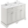 Old London 1200mm Freestanding Vanity Unit & Basin, White Marble Top, Square Bowl, 4 Door Timeless Sand LOF464S