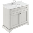 Old London 1000mm Freestanding Vanity Unit & Basin, White Marble Top, Square Bowl, 2 Door Timeless Sand LOF477S