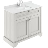 Old London 1000mm Freestanding Vanity Unit & Basin, White Marble Top, Square Bowl, 2 Door Timeless Sand LOF477S