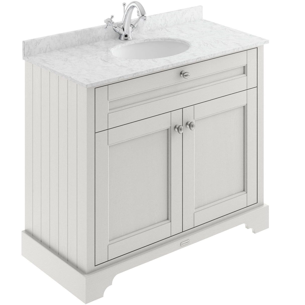Old London 1000mm Freestanding Vanity Unit & Basin, Round Bowl, 2 Door Timeless Sand LOF478