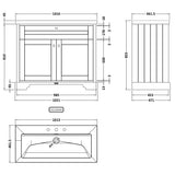 Old London 1000mm Freestanding Vanity Unit & Basin, 2 Door Timeless Sand LOF489 LD