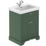 Old London 600mm Freestanding Vanity Unit & Basin, 2 Door Hunter Green LOF801