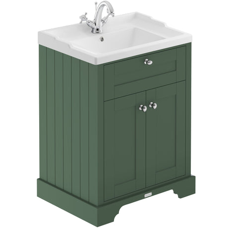 Old London 600mm Freestanding Vanity Unit & Basin, 2 Door Hunter Green LOF803