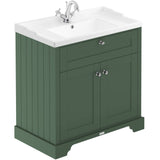 Old London 800mm Freestanding Vanity Unit & Basin, 2 Door Hunter Green LOF805