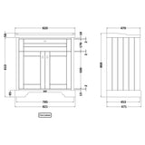 Old London 800mm Freestanding Vanity Unit & Basin, 2 Door Hunter Green LOF805 LD