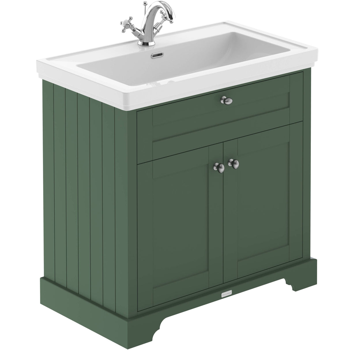 Old London 800mm Freestanding Vanity Unit & Basin, 2 Door Hunter Green LOF806