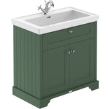 Old London 800mm Freestanding Vanity Unit & Basin, 2 Door Hunter Green LOF806
