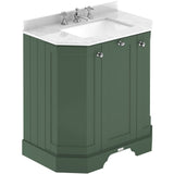 Old London 750mm Angled Freestanding Vanity Unit & Basin, Square Bowl, 3 Door Hunter Green LOF814