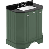 Old London 750mm Angled Freestanding Vanity Unit & Basin, Square Bowl, 3 Door Hunter Green LOF815