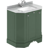 Old London 750mm Angled Freestanding Vanity Unit & Basin, Square Bowl, 3 Door Hunter Green LOF816