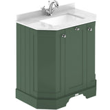 Old London 750mm Angled Freestanding Vanity Unit & Basin, Square Bowl, 3 Door Hunter Green LOF817