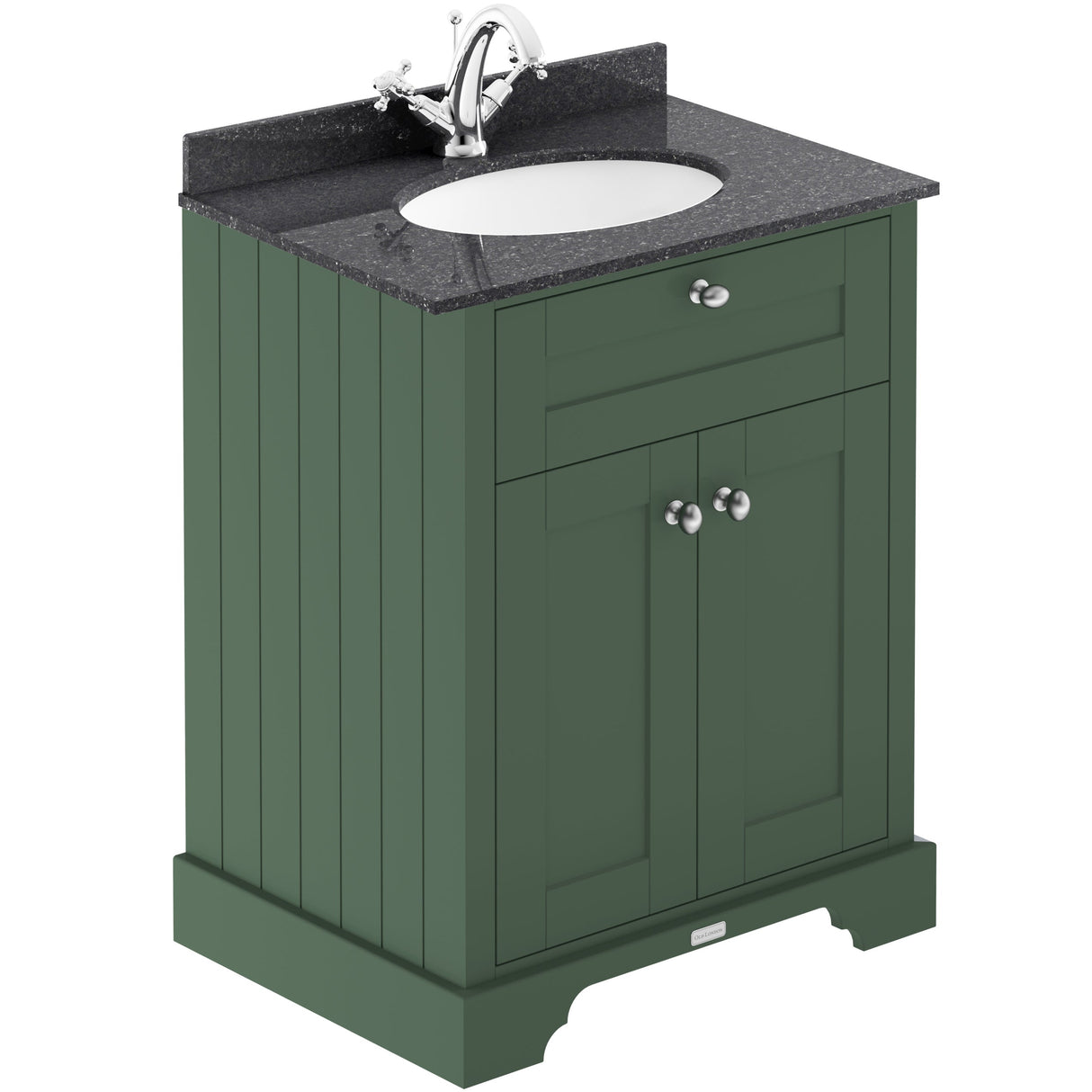 Old London 600mm Freestanding Vanity Unit & Basin, Round Bowl, 2 Door Hunter Green LOF821