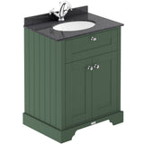 Old London 600mm Freestanding Vanity Unit & Basin, Round Bowl, 2 Door Hunter Green LOF821