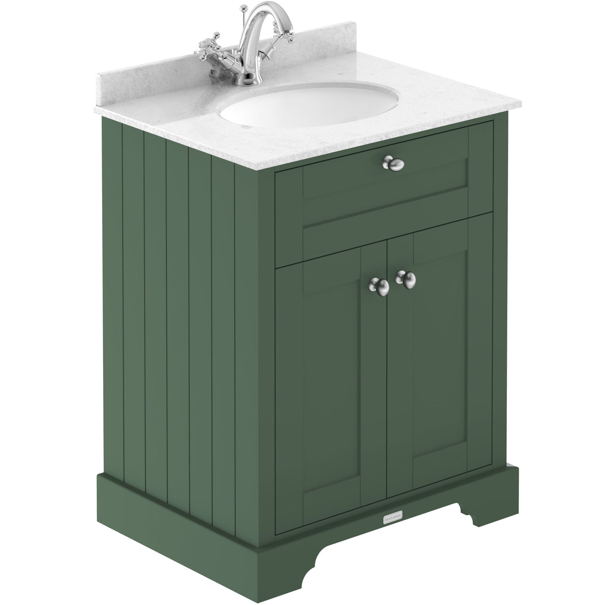 Old London 600mm Freestanding Vanity Unit & Basin, Round Bowl, 2 Door Hunter Green LOF822