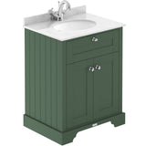 Old London 600mm Freestanding Vanity Unit & Basin, Round Bowl, 2 Door Hunter Green LOF822
