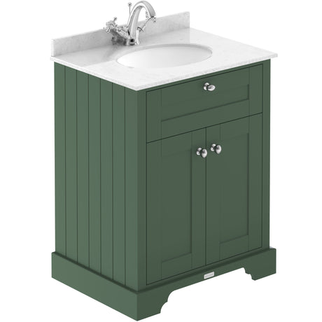 Old London 600mm Freestanding Vanity Unit & Basin, Round Bowl, 2 Door Hunter Green LOF822
