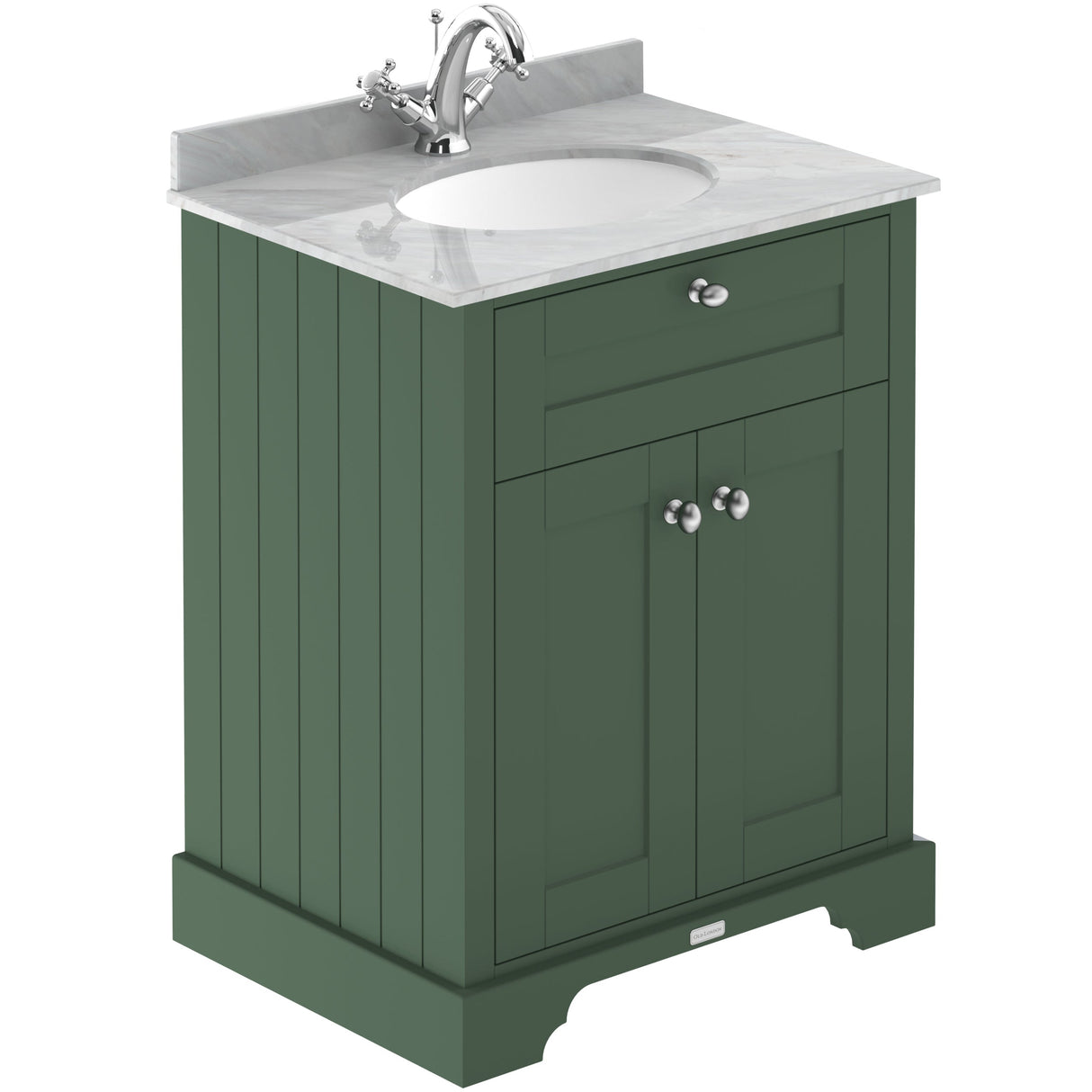 Old London 600mm Freestanding Vanity Unit & Basin, Round Bowl, 2 Door Hunter Green LOF823