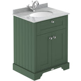 Old London 600mm Freestanding Vanity Unit & Basin, Round Bowl, 2 Door Hunter Green LOF823