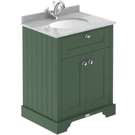 Old London 600mm Freestanding Vanity Unit & Basin, Round Bowl, 2 Door Hunter Green LOF823