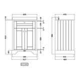 Old London 600mm Freestanding Vanity Unit & Basin, Round Bowl, 2 Door Hunter Green LOF823 LD
